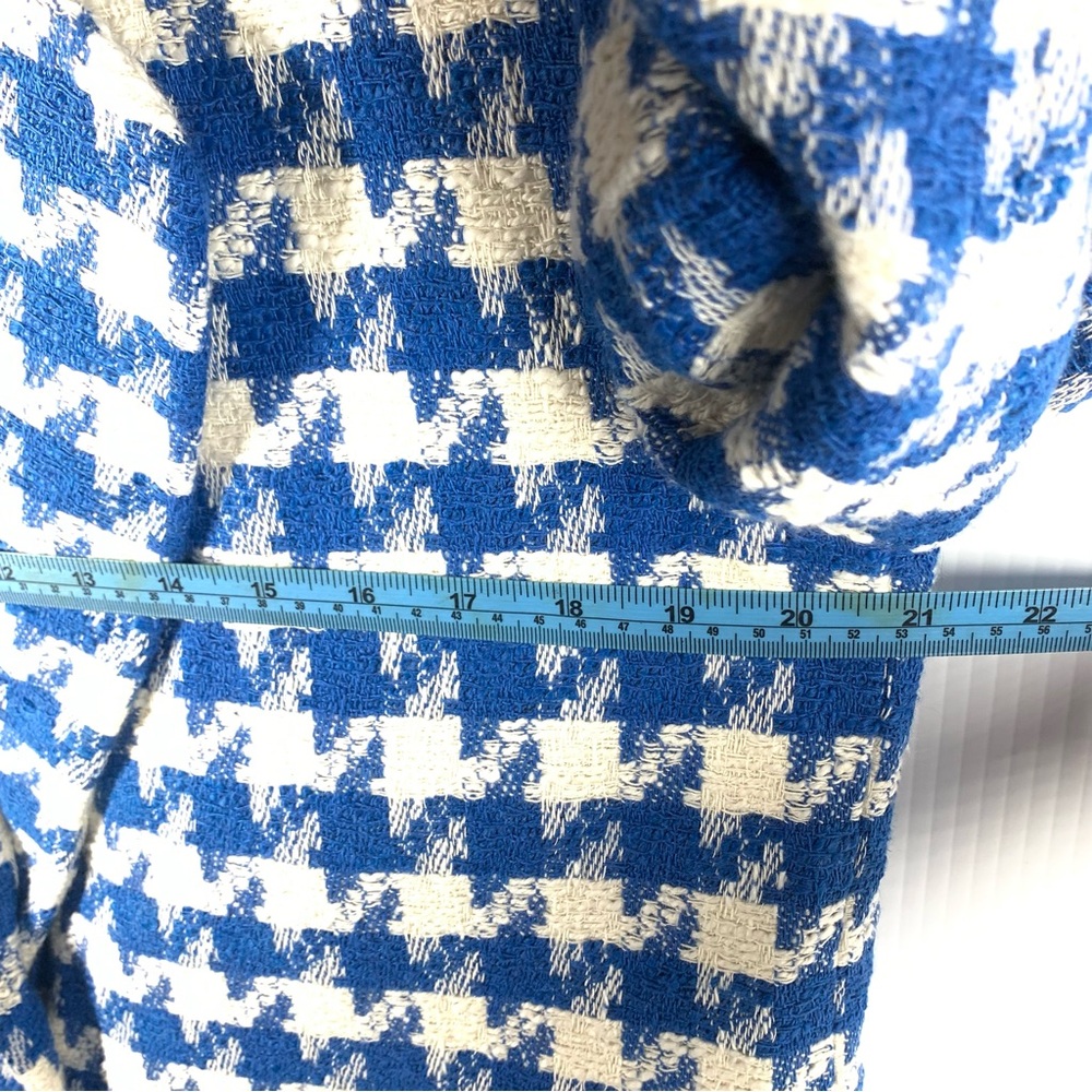 SANDRO FLORIANE SINGLE-BREASTED HOUNDSTOOTH
COTTON-BLEND WOMENS BLAZER IN BLUE - Picture 8 of 16